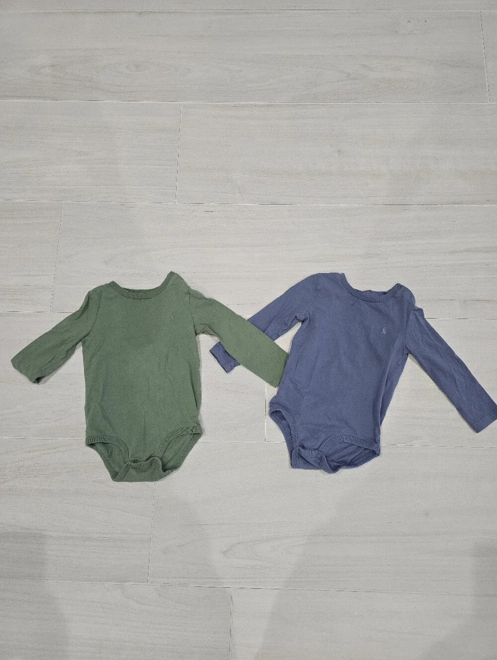Ralph Lauren Long-Sleeve Green and Blue Baby Bodysuit Set 2 Set